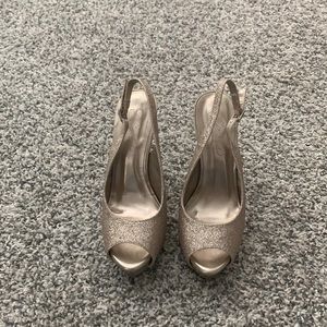 Sparkle Gold Peep Toe Heel